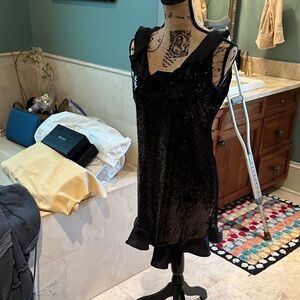 Moschino Cheap and Chic; Elegant sequined, stretchy Black Sleeveless Dress